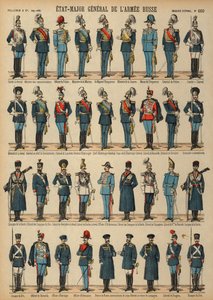 Rus Ordusunun Üniformaları (renkli gravür) by French School