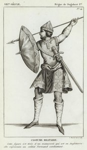 VII. Yüzyıl, Dagobert I Hükümdarlığı, Askeri Kostüm (gravür) by French School