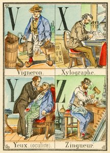 V X Y Z: Winemaker, Xylographer, Eyes (göz doktoru), Zingueur by French School