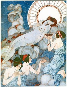 Buluttaki Venüs, "La Vie Parisienne "den bir illüstrasyon by French School