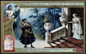 Verdi'nin Trouvère'i: perde I sc. 3 - Liebig kromolitografisi, 1900 dolayları by French School