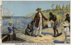 Victor Schoelcher Martinique kölelerine özgürlüklerinin haberini getiriyor, c1848 by French School