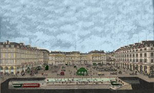 1898 metropolitan tren istasyonunun bir kesiti ile Palais-Royal ve Rue de Rivoli