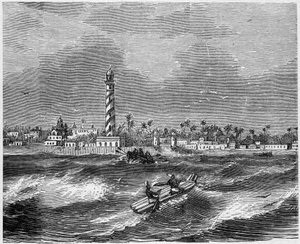 Pondicherry (Puducherry), Hindistan şehrinin görünümü by French School