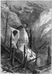 Kirliliğin ve Finstermunz kalesinin görünümü (1471). Tirol, İsviçre by French School