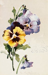 Çiçek süslemeli Vintage Fransız kartpostalı by French School