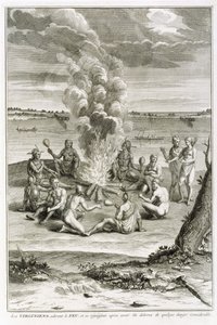 Ateşe Tapan ve Büyük Tehlikeden Kurtulan Sevinçli Virjinyalılar, Dini Törenler ve Geleneklerden Örnek, Bernard Picart (1673-1733) 1721 by French School