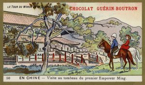 İlk Ming imparatoru Çin'in mezarı ziyareti (chromolitho) by French School