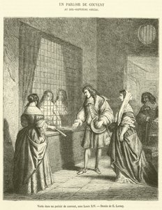 Louis XIV yönetiminde bir manastır salonuna ziyaret (gravür) by French School