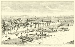 Hôtel de Saint-Paul ve Arsenal bölgesinin 15. yüzyılın başındaki görünümü, Bkz. levha VI by French School