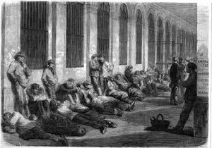 1870 Savaşı: Savaşı finanse etmek için ulusal krediye abone olmak için Maliye Bakanlığı önünde sıraya giren Parisliler. Pencerelerin açılmasından önceki günü gösteren sahne by French School