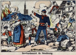 Fransa ve Prusya arasında 1870 Savaşı: Strasbourg Kuşatması ve bombalanması by French School