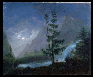 Moonlight tarafından Pont dEspagne yakınındaki şelale, c.1833
