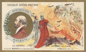 William Shakespeare (1564-1616), şair, oyun yazarı ve Anglo-Sakson kültürünün yazarı, "Macbeth" trajedisinin yazarı by French School