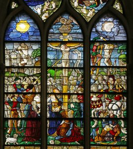 Çarmıha gerilmeyi gösteren pencere (vitray) by French School