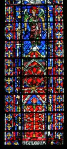 Reims kilise katedralini gösteren w100 penceresi by French School