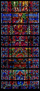 Noyon kilise katedralini gösteren w106 penceresi by French School