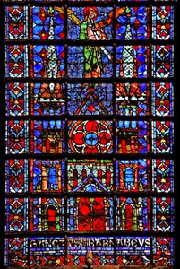 Therouanne kilise katedralini gösteren w107 penceresi by French School