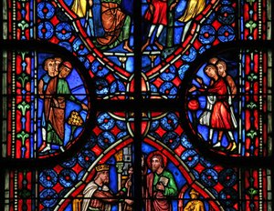 St Andrew penceresindeki seyircileri, arka planı ve sınırı gösteren w11 penceresi by French School