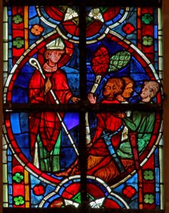 St Nicholas efsanesinden bir sahneyi gösteren w209 penceresi: bazı hırsızlarla yüzleşiyor by French School