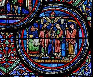 St Thomas Becket'i tasvir eden w23 penceresi ayini kutluyor by French School