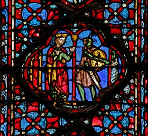 Pencere w4 Joshua, Gibeonlular Josh IX 6-8 ile tanışıyor by French School
