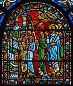 Bir azizle bir alayı tasvir eden wXXI penceresi by French School