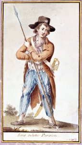 Parisli külot olmadan. Fransız Devrimi zamanından suluboya by French School