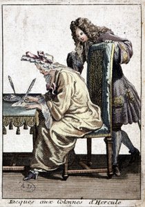 Gömlekli ve içkili kadın adamla mektup yazıyor, n.d. 1715. by French School