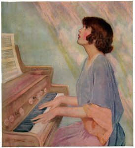 Organ oynayan kadın by French School