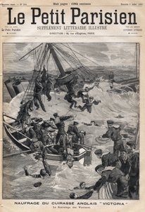 İngiliz zırhlısı "Victoria"”nın Suriye sahilinde çarpışma sonucu enkazı ve kurbanları kurtarma. 9/07/1893 tarihli “Le petit Parisien”” gazetelerinden biri (gravür) by French School