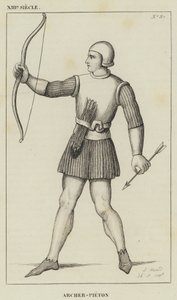 XIII Siecle, Archer-Pieton (gravür) by French School
