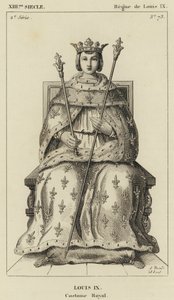 XIII Century, Louis IX Saltanatı, Louis IX, Kraliyet Kostümü (gravür) by French School