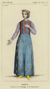 XIII Century, Louis IX, Mahaut, Bologna ve Dammartin Kontesi (renkli gravür) saltanatı by French School
