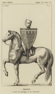 XIII Century, Louis IX Saltanatı, Philippe, Bologna ve Clermont Kontu (gravür) by French School