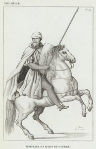 XIII Yüzyıl, Savaş Elbiseli Tapınak Şövalyesi (gravür) by French School