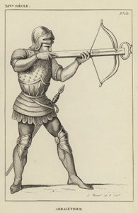 XIV Siecle, Arbaletrier (gravür) by French School