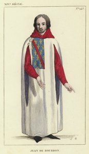 XIV Century, Jean de Bourbon (renkli gravür) by French School