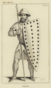 XIV Yüzyıl, Asker (gravür) by French School