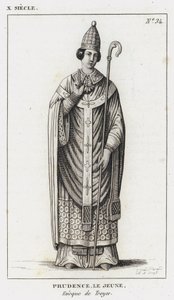 X Yüzyıl, Genç Prudence, Troyes Piskoposu (gravür) by French School
