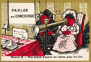 X ışınları - artık onları okumak için harfleri açmaya gerek yok (chromolitho) by French School