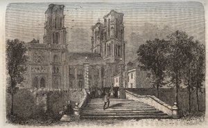 Cathedrale Notre-Dame (Notre Dame) de Laon (1150-1180), Aisne - Victor Duruy (1811-1894) - 1882 tarafından “Fransa Tarihi”nde gravür by French School