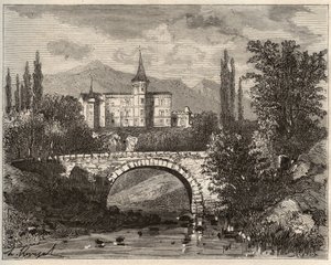 chateau de la rochelambert Haute-Loire (43) terminalinin vadisinde - V.-A. Malt Brown. 1884 by French School