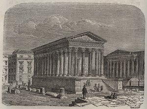 ev Carree de Nimes - Fransa, Languedoc-Roussillon, Gard - Victor Duruy (1811-1894) - 1882 tarafından “Histoire de France” ”da gravür by French School