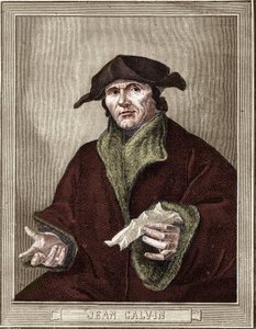 Jean Calvin (1509-1564), Fransız dini reformcu ve yazar portresi. by French School