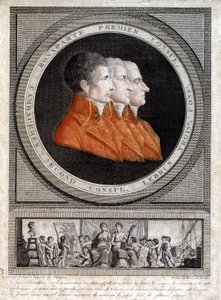 üç konsülün portresi, Napoleon Bonaparte (1769-1821), Jean Jacques Regis (Jean-Jacques-Regis) de Cambaceres (1753-1824) ve Charles Francois Lebrun (1739-1824)” by French School