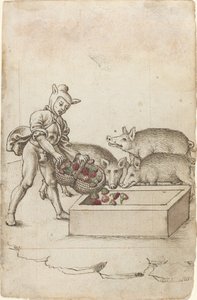 Domuzlara Çiçek Besleyen Bir Aptal [fol. 42 rekto] by French early 16th Century