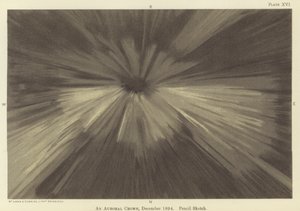 Bir auroral taç, Aralık 1894, karakalem eskiz (renkli taş)
