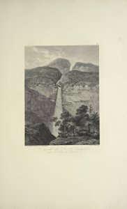 Rio de Vinagre Şelaleleri, Purace Yanardağı yakınında, Koch tarafından çizilmiş, Arnold tarafından oyulmuş, Alexander von Humboldt ve Aime Bonpland tarafından 