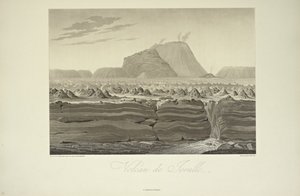 Gmelin tarafından çizilmiş Jorullo Yanardağı, Alexander von Humboldt ve Aime Bonpland tarafından 